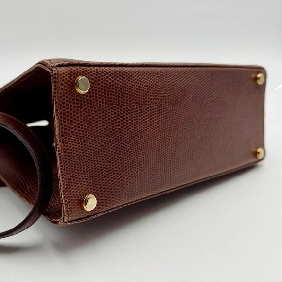 Salvatore Ferragamo Vara Ribbon Plate 2-WAY Bag 9.5 inch Brown Embossed Leather - Picture 5 of 15